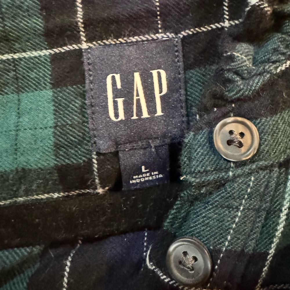 GAP Green, Navy and Black Plaid Long Sleeve Shirt Dress - Picture 2 of 3